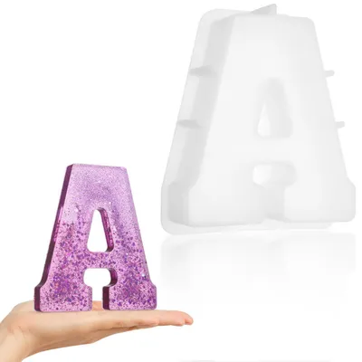 Immagine prodotto di Stampo in silicone per lettere maiuscole, alfabeto 3D, per la creazione di oggetti in resina epossidica, sapone, candele. Dimensioni: 17,8 cm
