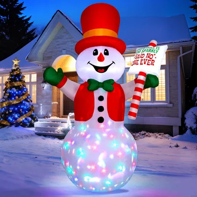 Aufblasbarer Schneemann 2,4 m mit LED-Lichtern, Weihnachtsdeko