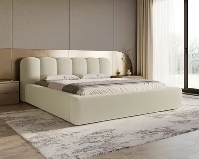 Produktbild von Chilly Möbel Design Bett Capri - Komfort Polsterbett mit Bettkasten, Metallrahmen, Stauraum und gepolstertem Kopfteil 180x200 cm / Bouclé / Beige