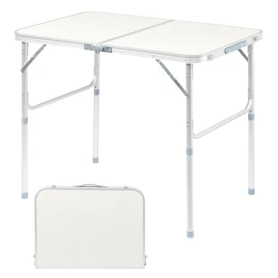 Produktbild von LEADZM 90 x 60 x 70 cm Alu Campingtisch Klapptisch mit Tragegriff , Falttisch Gartentisch Balkontisch Reisetisch Arbeitstisch Tisch weiß