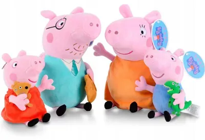 Produktbild von Plüschtier Set Peppa Pig Familie Interaktiv 32cm für Kinder
