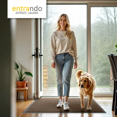 Produktbild von Entrando Fußmatte 40x60 cm in Braun Schwarz - waschbar, rutschfest, dünn, für innen und außen - ideal für Haustür, Flur, Balkon, Terrasse - Schmutzfangmatte Carpet Fußabtreter Türmatte Schuhabstreifer Fußabstreifer Fußmatten Schmutzmatte Schuhmatte Türvorleger Doormat Fussabstreifer Teppich für draußen Fussmatten für den Aussenbereich Fussmatten