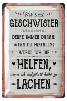 Produktbild von Blechschild Geschwister Geschenk für GESCHWISTER LACHEN HELFEN Schild als Geschenke für Bruder und Geschenke für Schwester lustig