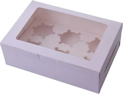 Immagine prodotto di Scatola per 6 muffin 24x16x7,5 cm con finestra e inserto 10 pezzi