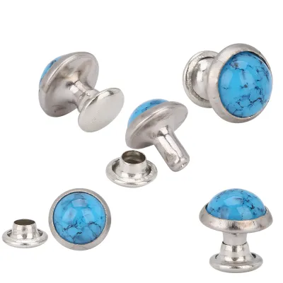 Produktbild von 50 Stück Türkise Nietenschrauben, 8 mm Metallnieten, runde Spikes für Armband, Tasche, Dekorationen, DIY Zubehör