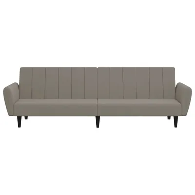 A grey sofa is shown from the front against a white background.