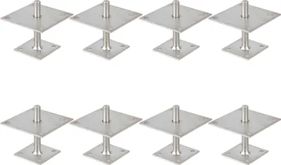 Produktbild von Alberts 8 x I-Pfostenträger, höhenverstellbar 30 - 150 mm, Platte 150 x 150 mm, galvanisch verzinkt, dickschichtpassiviert, zum Aufschrauben