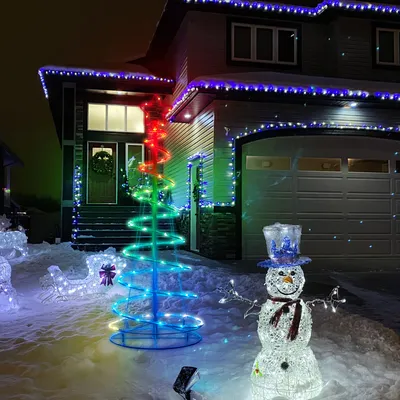 Immagine prodotto di Albero di Natale a LED RGB con stella, decorazione a spirale per albero di Natale con timer di controllo remoto, decorazione natalizia da 1,2 m per esterni e interni, illuminazione dell'albero di Natale per il balcone del giardino