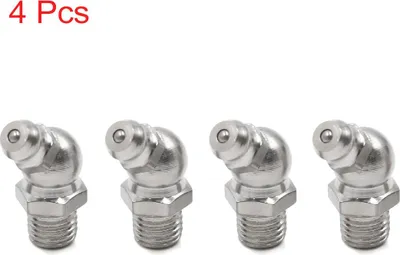 Image de 4pcs Graisseur M8x1 Coudé 45° Raccord Graisseur Acier Inox Embout pour Voiture