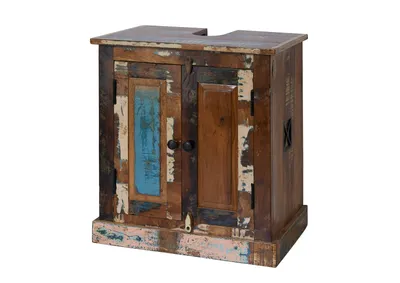 Image de MASSIVMOEBEL24 | Meuble lavabo 60x43x66 Bois de récupération laqué Multicolore NATURE OF SPIRIT #101