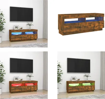 Produktbild von vidaXL TV Schrank mit LED Leuchten Räuchereiche 100x35x40 cm - TV-Schrank - TV-Schränke - TV-Möbel - TV-Ständer