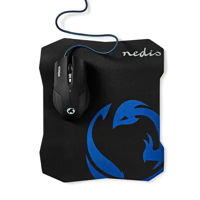 Obrázok produktu pre Nedis GMMP100BK, Pravoruké, Optický, USB Typ-A, 2400 DPI, Čierna, Modrá