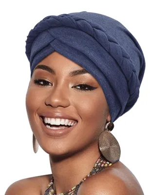 Produktbild von Damen Turban Kopfbedeckung Geflochtener Zopf Beanie Mütze Polyester