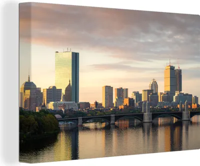 Produktbild von OneMillionCanvasses® - Leinwandbilder - 140x90 cm, Skyline von Boston, Wandbilder Kunstdruck Wanddekoration