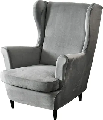 Obrázek produktu pro 2-dílný kryt křídla židle, křídlo židle Velvet Slipcovers kryt židle kryt s područkou vysoké zpět, šedá