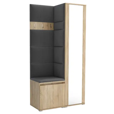 Produktbild von Garderobe LUTON 6 SONOMA 15– Farbe: Sonomaholz, moderner Schrank 40x95x186 cm, funktionale Lösung für den Flur, Garderobeschrank, Flurmöbel