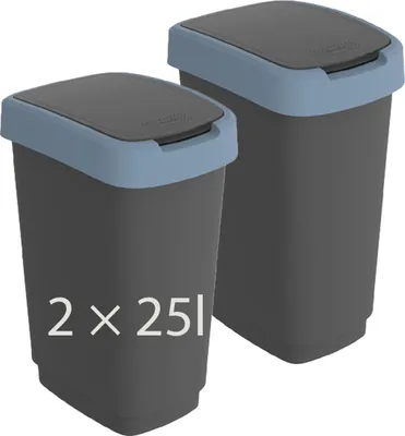 Produktbild von Rotho 2er-set Abfalleimer 25lL Twist - Swingeimer 40,1 x 29,8 x 60,2 cm - Mülleimer Kunststoff - Müllbehälter - Abfallsammler Schwing- oder Klapp-Funktion