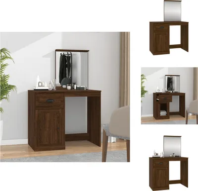 Obrázok produktu pre vidaXL Toaletný stolík so zrkadlom hnedý dubový vzhľad 90x50x132,5 cm - Toaletné stolíky