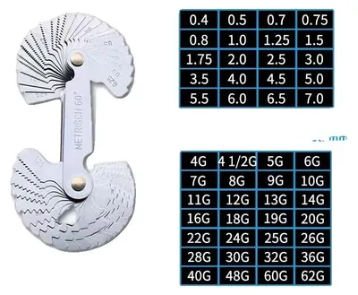 Obrázek produktu pro Metrický závitový měřicí nástroj, přesné měření, robustní konstrukce, sada 48 kusů (včetně metrických a palcových)