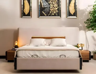 Produktbild von Bett Möbel Design Betten Doppelbett Luxus Schlafzimmer Textil Holz Neu