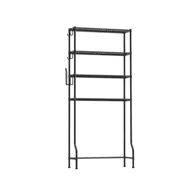 Image de Étagère de salle de bain Rootz Metal - Étagère de rangement noire pour salle de bain - Support de rangement - Structure robuste - 30 cm x 83 cm x 176 cm