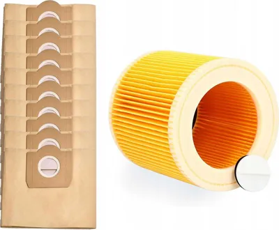 Zdjęcie produktu dla Zestaw 10x Worek Do Odkurzaczy Kärcher 6.959-130.0 + Filtr Powietrza Do Odkurzaczy Kärcher 6.414-552.0