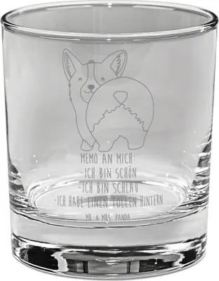 Produktbild von Mr. & Mrs. Panda Glas Corgi Po - Transparent - Geschenk, Cocktailglas, Tierliebhaber, Longdrinkglas, Achtsamkeit, Motivation, Spruch, Hund, Tumbler, Positiv, für Gin