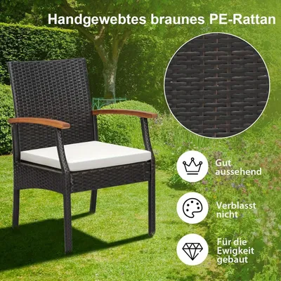 Immagine prodotto di Set di sedie da esterno - Sedie da giardino - Sedie per esterni - Sedie in rattan - Sedie per balcone - Rattan in polietilene
