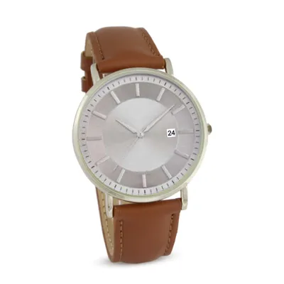 Produktbild von Elegante Herren-Armbanduhr mit braunem Kunstlederarmband – klassisch & stilvoll