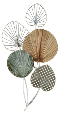 Produktbild von Wanddeko Wandrelief XL aus Metall - 5 Blätter - 90 x 48 cm