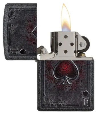 Productafbeelding van Zippo stormaansteker - Model "Ace of Spades" - IJzeren steenafwerking met gekleurde afbeelding