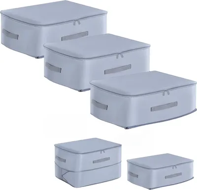 Productafbeelding van Ultra ruimtebesparende zelfcomprimerende organizers - Set van 3 - Opbergtas voor dekbedden - Groot - Kleding grijs