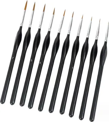 Produktbild von 10 Stück Set,Nylon Pinsel Set Acrylfarben Kunst Pinsel, Feiner Pinsel,Stifte mit Glatter Spitze, Korpus aus Holz