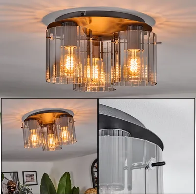 Produktbild von Casier Deckenlampe aus Metall/Glas in Anthrazit/Rauchfarben