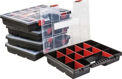 Produktbild von Sortimentskasten Sortierbox Werkzeugkiste NOR16 Rot Kunststoff x5