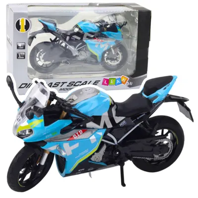 Produktbild von Lean Toys Metall Sport Motorrad Lichter Sounds Blau 1:12