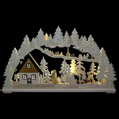 Produktbild von 3D-Schwibbogen Altseiffen mit geschnitzten Figuren (72x43x8cm) von RATAGS Holzdesign