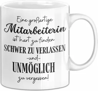 Produktbild von Mitarbeiterin Abschied Geschenk Tasse Abschiedsgeschenk für Mitarbeiterin Hart Zu Finden Schwer Zu Verlassen (Weiß)
