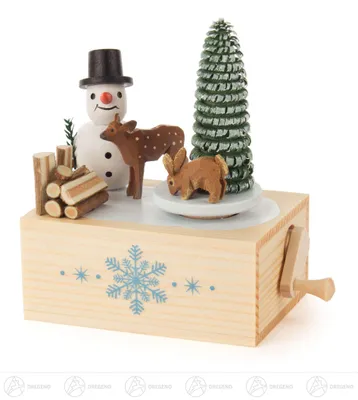 Obrázek produktu pro Hrací skříňka sněhulák, melodie: Winter Wonderland ŠxVxH = 7x9,5x5,5cm NOVINKA
