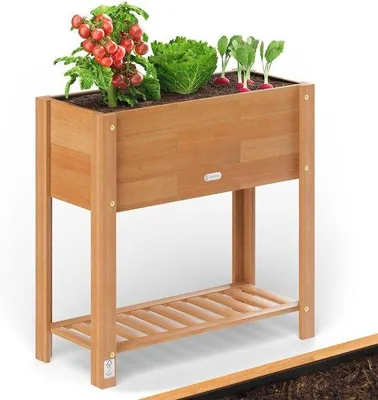 Immagine prodotto di Vaso da giardino in legno di acacia sostenibile 68x30x75 cm - aiuola rialzata per giardino e balcone