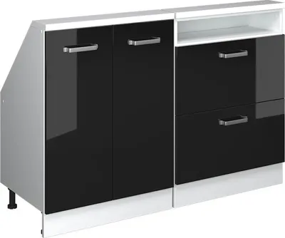 Immagine prodotto di Mobile cucina sottotetto Vicco R-Line Nero lucido 120 cm Set di 2, Model 58127