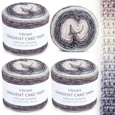 Immagine prodotto di Filato sfumato Ombré, 400g, color grigio-viola, composizione: cotone/acrilico/lana