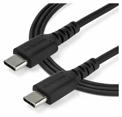 Produktbild von StarTech.com 1m USB-C-Schnellladekabel, Laden und Synchronisieren, 60W (3A) Power Delivery, USB 2.0, Schwarz, TPE-Mantel mit Aramidfaser - Robustes USB C Ladekabel, 1 m, USB C, USB C, USB 2.0, 0,48 Gbit/s, Schwarz