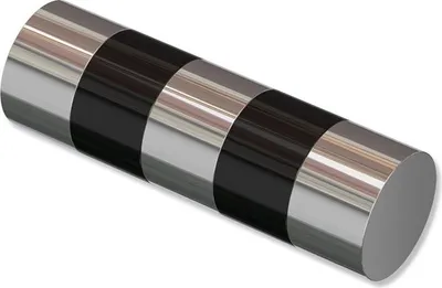 Produktbild von Interdeco Endstücke Zylinder (Bicolor) für Gardinenstangen 20 mm Ø, Chrom / Schwarz, Modell Mavell (Packung 2 Stück)