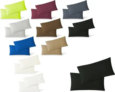 Produktbild von Jersey Kissenbezug Hülle 2 Sparpack Set mit Reißverschluss  hochwertige Qualität 40 x 80 cm schwarz