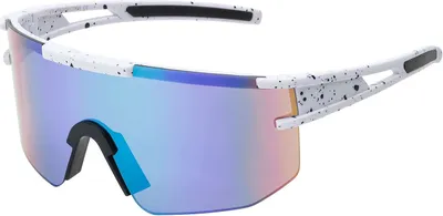 Produktbild von Uni Sonnenbrille 80er Fahrradbrille Sport Brille Retro verspiegelt Grün/Blau/Lila-Weiß