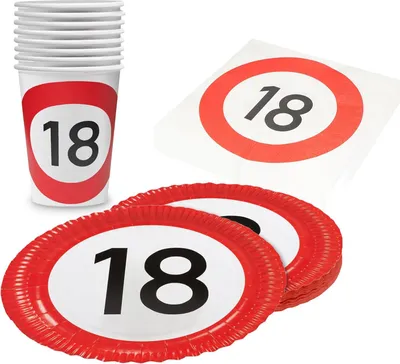 Produktbild von Happy Birthday 18 36-teiliges Party-Set mit Tellern Bechern Servietten Geburtstag Deko