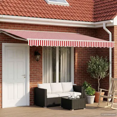 Immagine prodotto di Tenda da sole elettrica estensibile vidaXL, rossa e bianca, 4,5 x 3,5 m