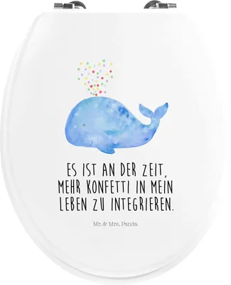 Produktbild von Mr. & Mrs. Panda Klodeckel Wal Konfetti - Weiß - Geschenk, Meer, WC Brille, Abnehmen, klo deckel, Sitz, Toilettendeckel, WC-Sitz, Diät, Trennung, Geburtstag