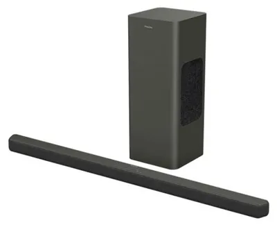Produktbild von Philips TAB8200/10, 2.1 Kanäle, DTS Digital Surround, DTS Virtual:X, Dolby Atmos, Dolby Digital, Dolby Digital Plus, Dolby TrueHD, 8 Ohm, 5,2 cm, Aktiver Subwoofer, Kabellos